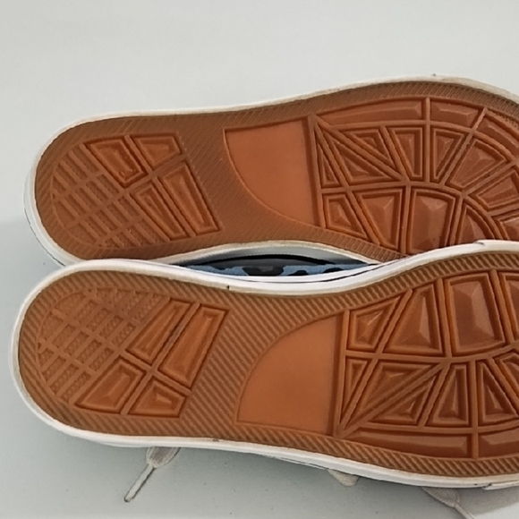 Blue Black Leopard Print Sneakers Converse Style Tennis Shoes - Picture 11 of 14